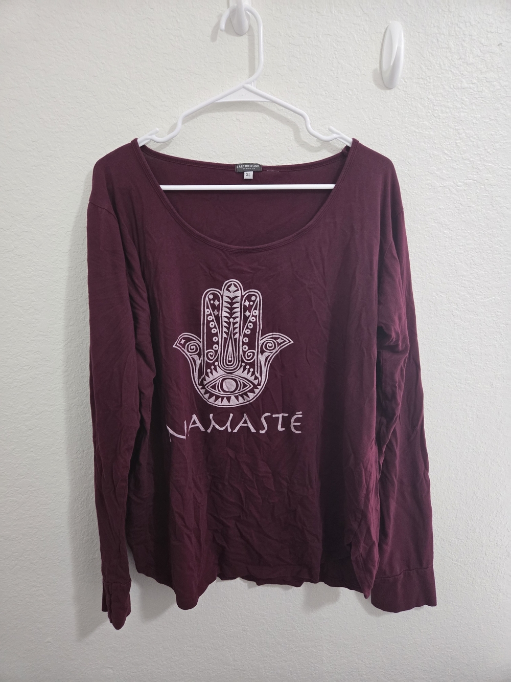 Earthbound Namasté Graphic Long-Sleeve Tee - Burgundy